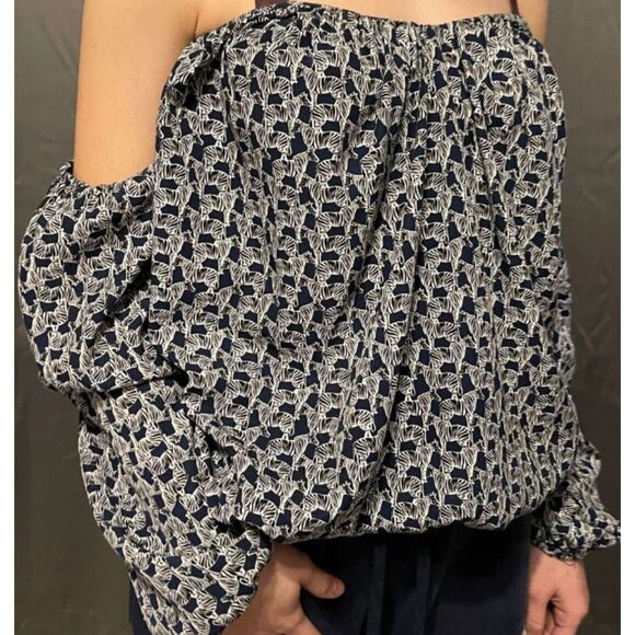 Free People Zebras Puffer Cropped Off The Shoulder Top Women's Size Medium - Picture 3 of 11